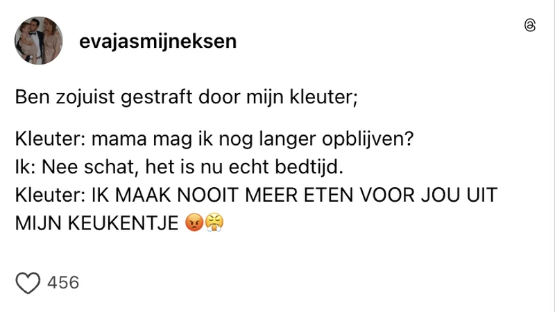 Kleuter is boos op moeder