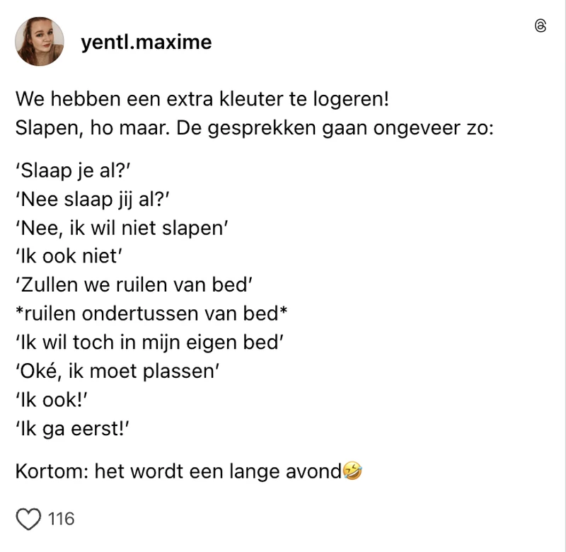 Kleuter logeren