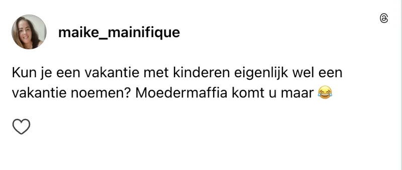 Mening van moeder over vakantie met kinderen