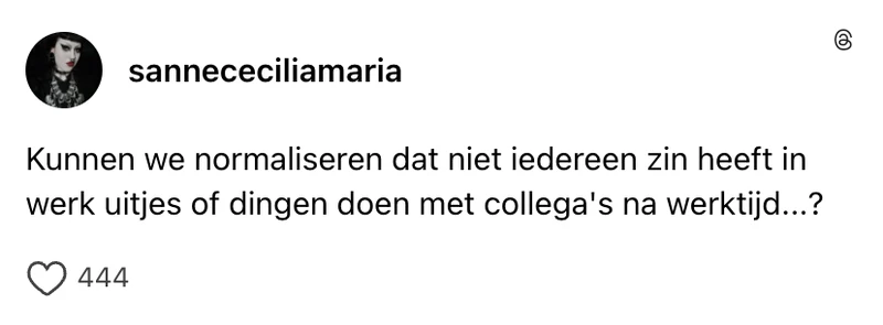 Niet iedereen heeft zin in teamuitjes