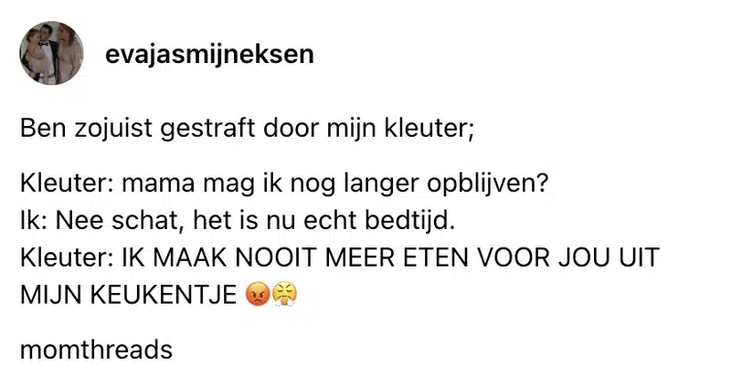 Kleuter boos op mama