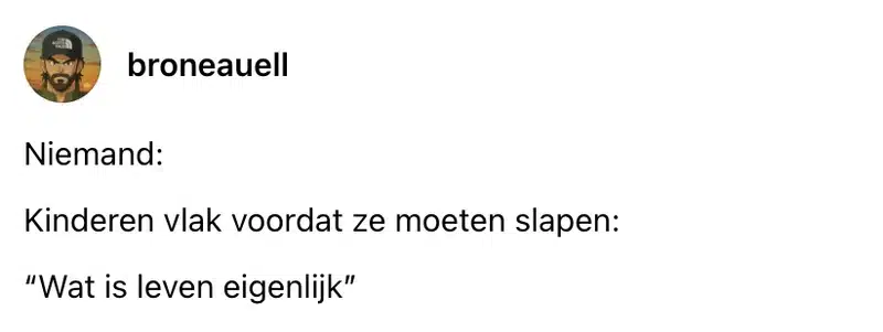Threads Kinderen met levensvragen voordat ze gaan slapen